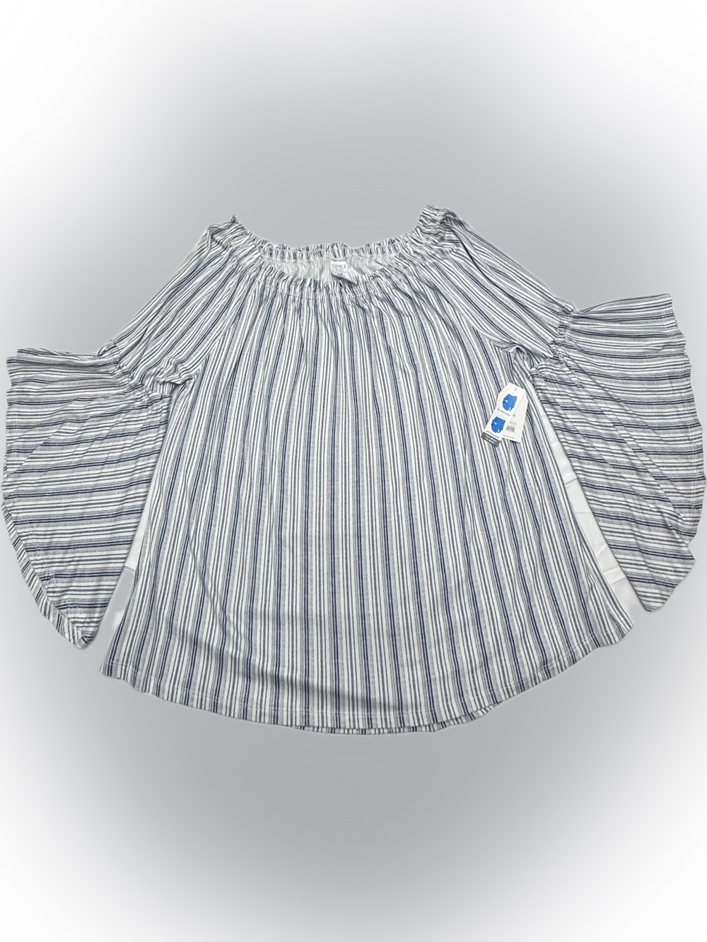 Time and Tru Women’s Off-Shoulder Shirred Top with Bell Sleeves